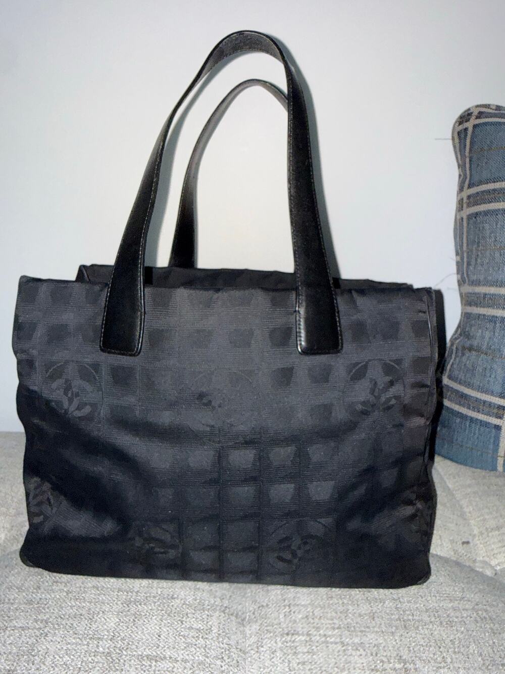 Chanel New Travel Line Large Tote Black Nylon Jacquard CC Logo